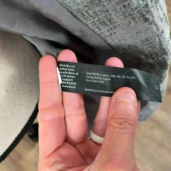 Eileen Fisher Rye Mirage Crinkle Jacquard Silk Cotton Blend Blazer Jacket Sz M - Picture 3 of 13